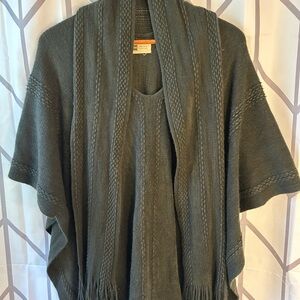 Elegant Olive Women's Poncho Sweater